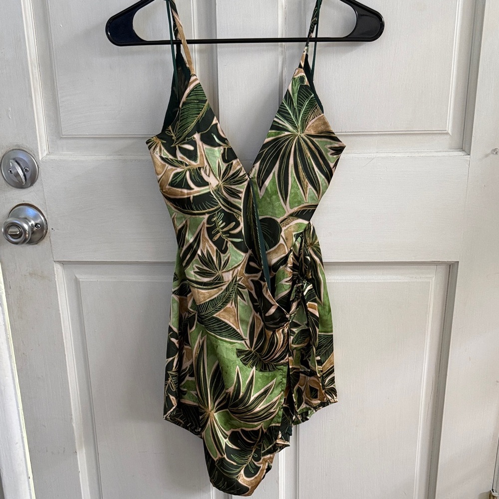 Tropical Green and Brown Romper